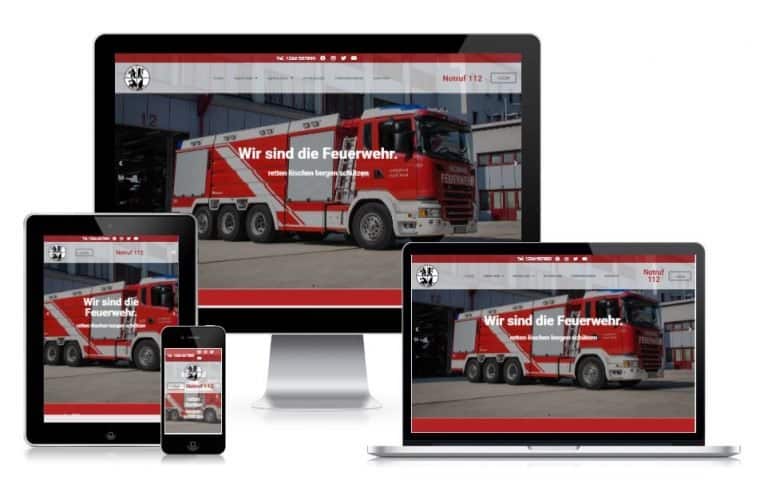 Feuerwehrwagen auf verschiedenen Geräten angezeigt.